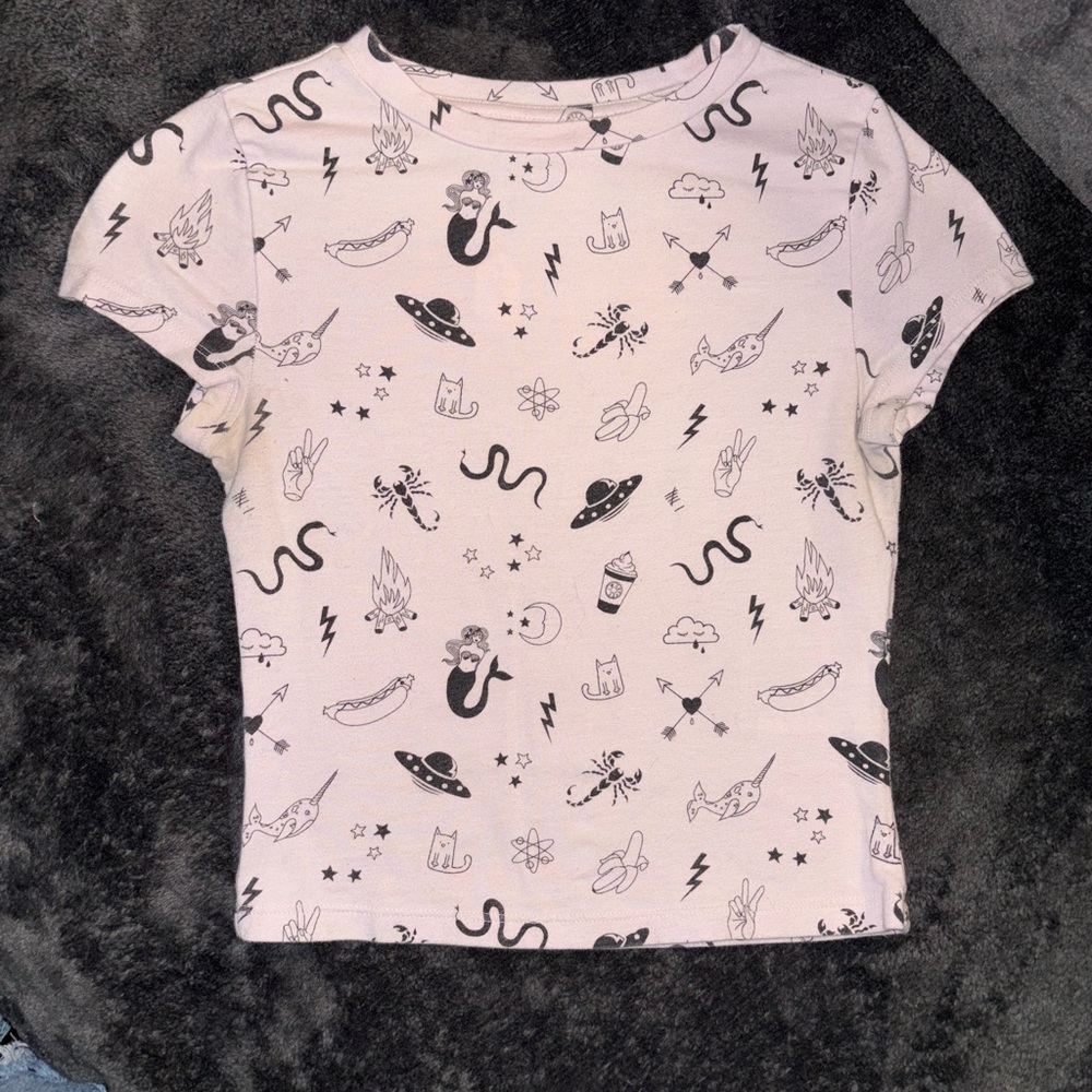 H&M Coachella Light Pink Graphic Baby Tee XS